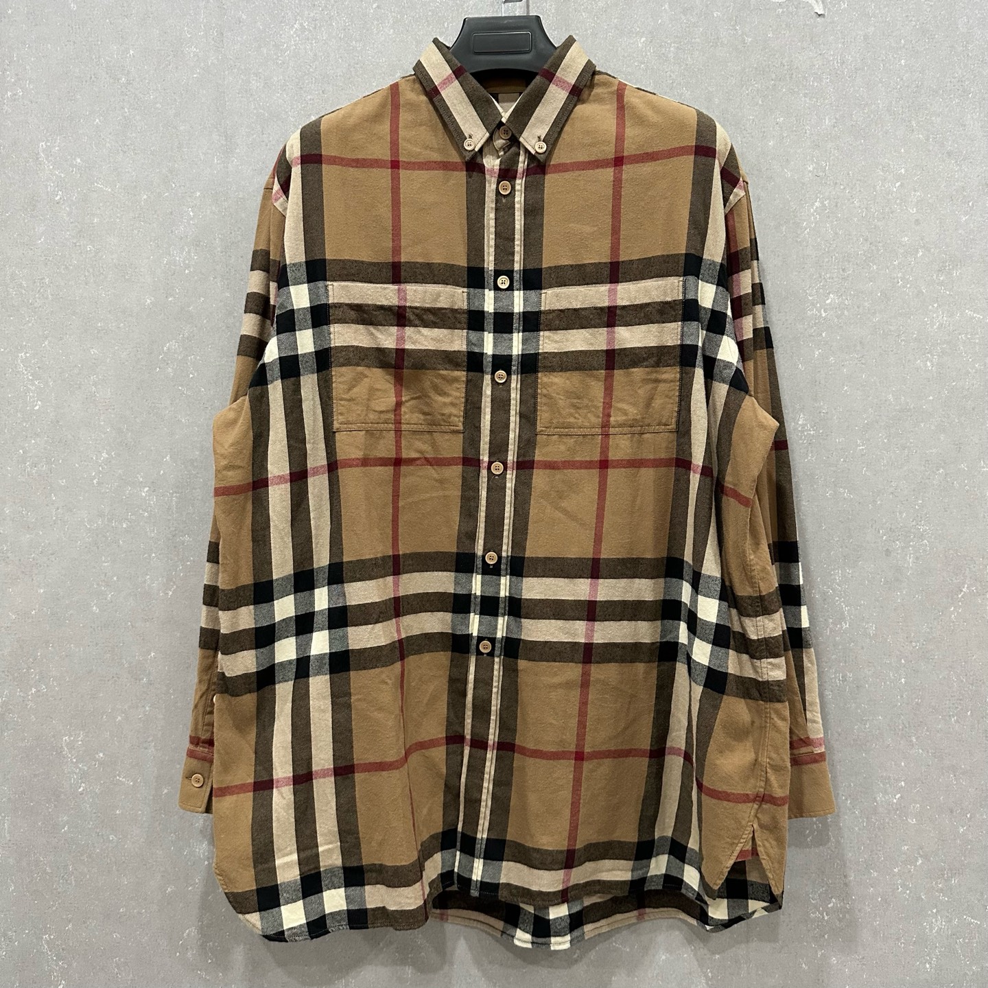 99新 BURBERRY/博柏利 羊羔绒格纹长袖衬衫 L码 