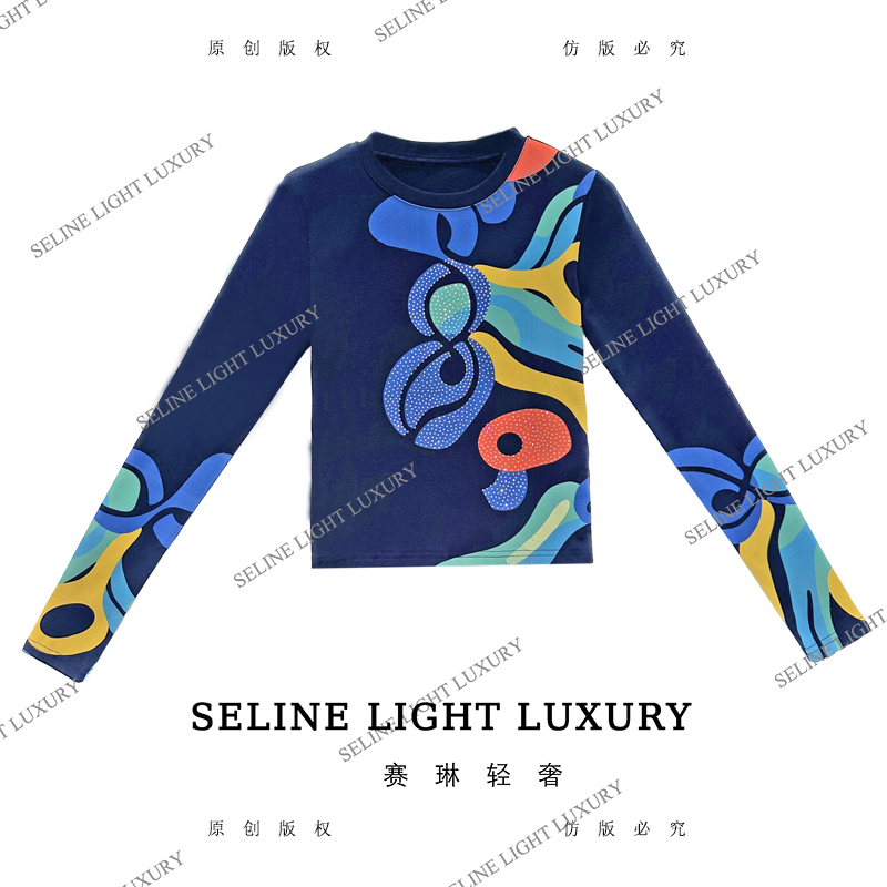 【25Q-618】太 2025 SELINE 原创几何葫芦时尚轻奢气质长袖T恤