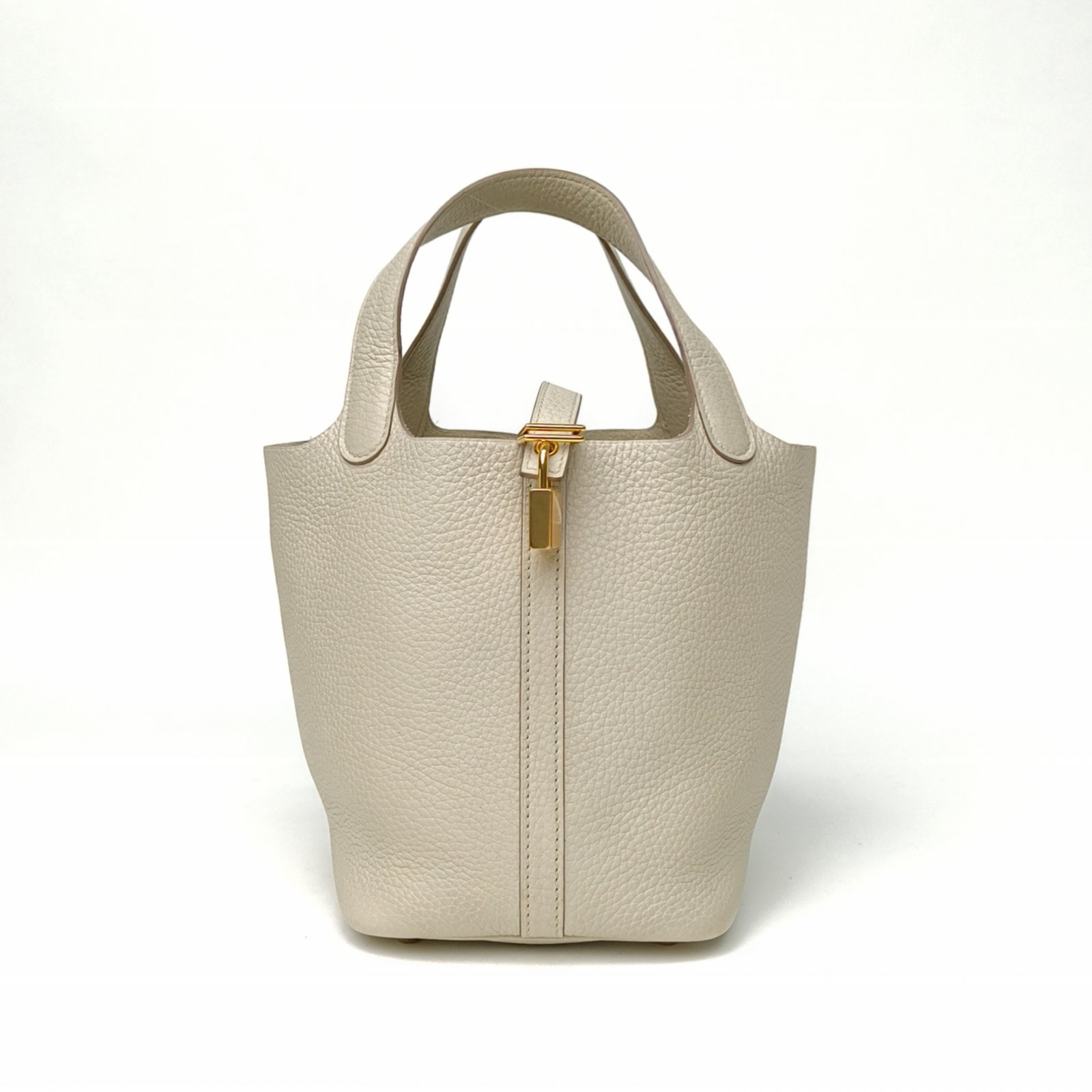 95新 Hermes/爱马仕 【双双】18 菜篮子 8L冰川白 TC皮 U刻 金扣 