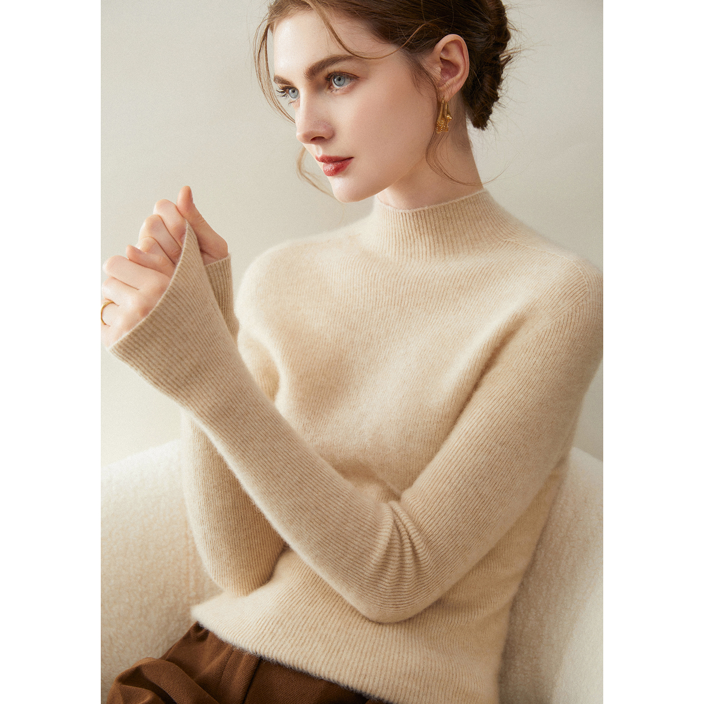 【100%羊绒衫】半高领打底羊绒衫