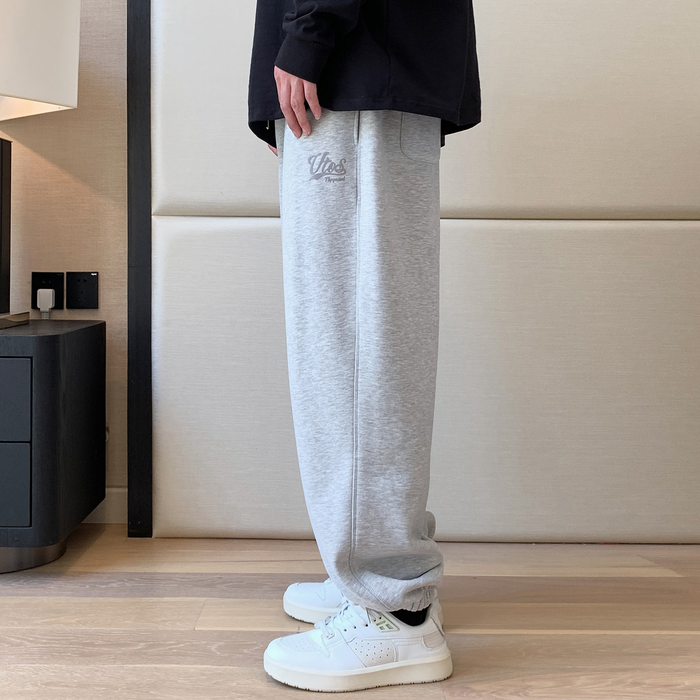 THE PANG潮牌大码男装2025冬胖子宽松束脚休闲裤男士卫裤加绒裤子