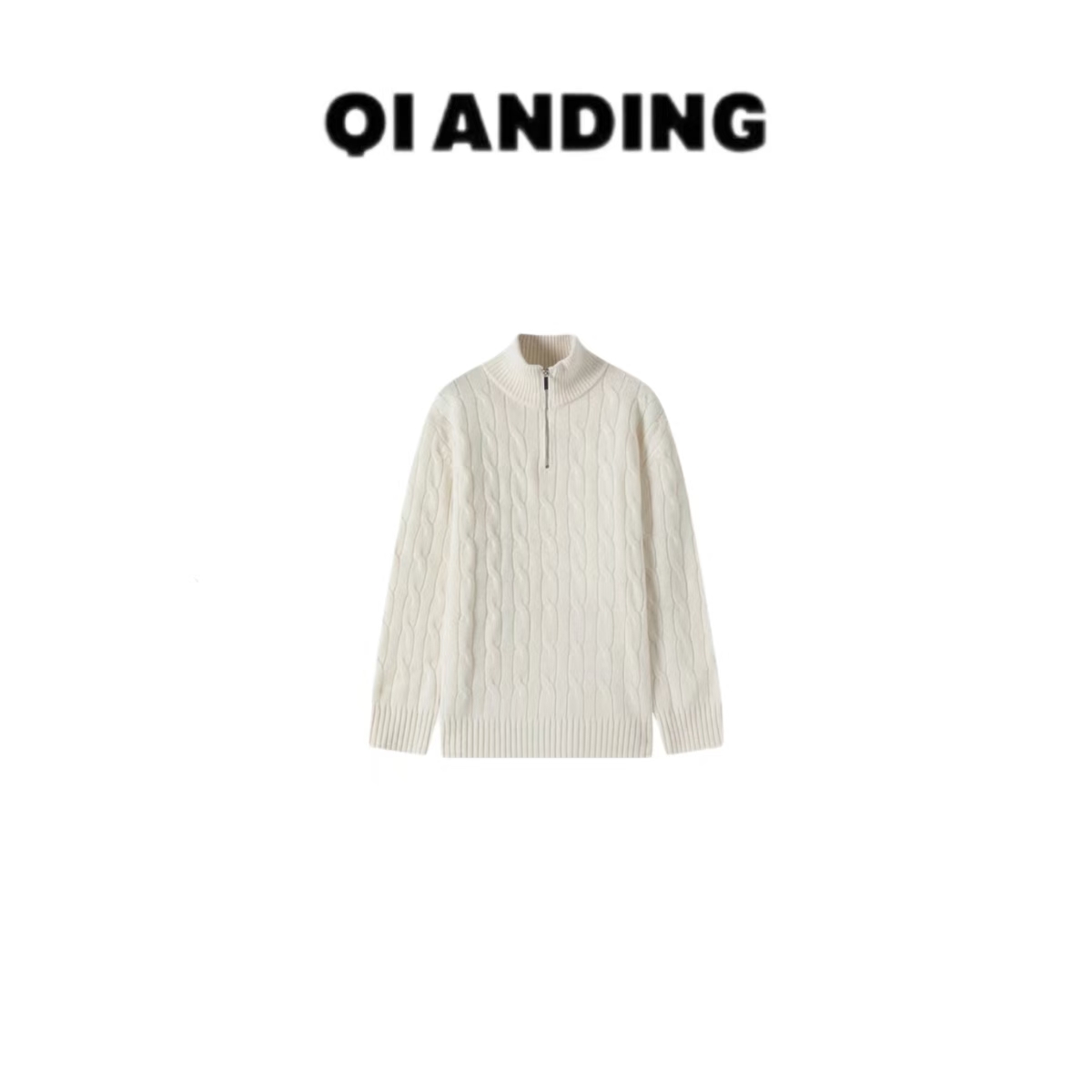 【QIANDING】【100绵羊毛】半高领毛织上衣25615