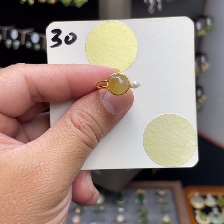 银S925镶嵌戒指和田玉和田玉30