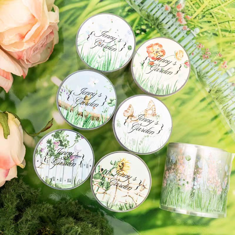 珍妮的花园系列PET胶带文艺森系绿植花卉造景素材手帐咕卡装饰贴