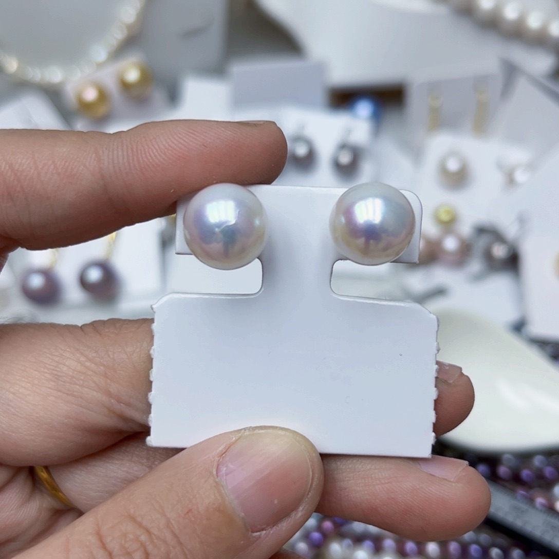 淡水珍珠耳饰银S925镶嵌