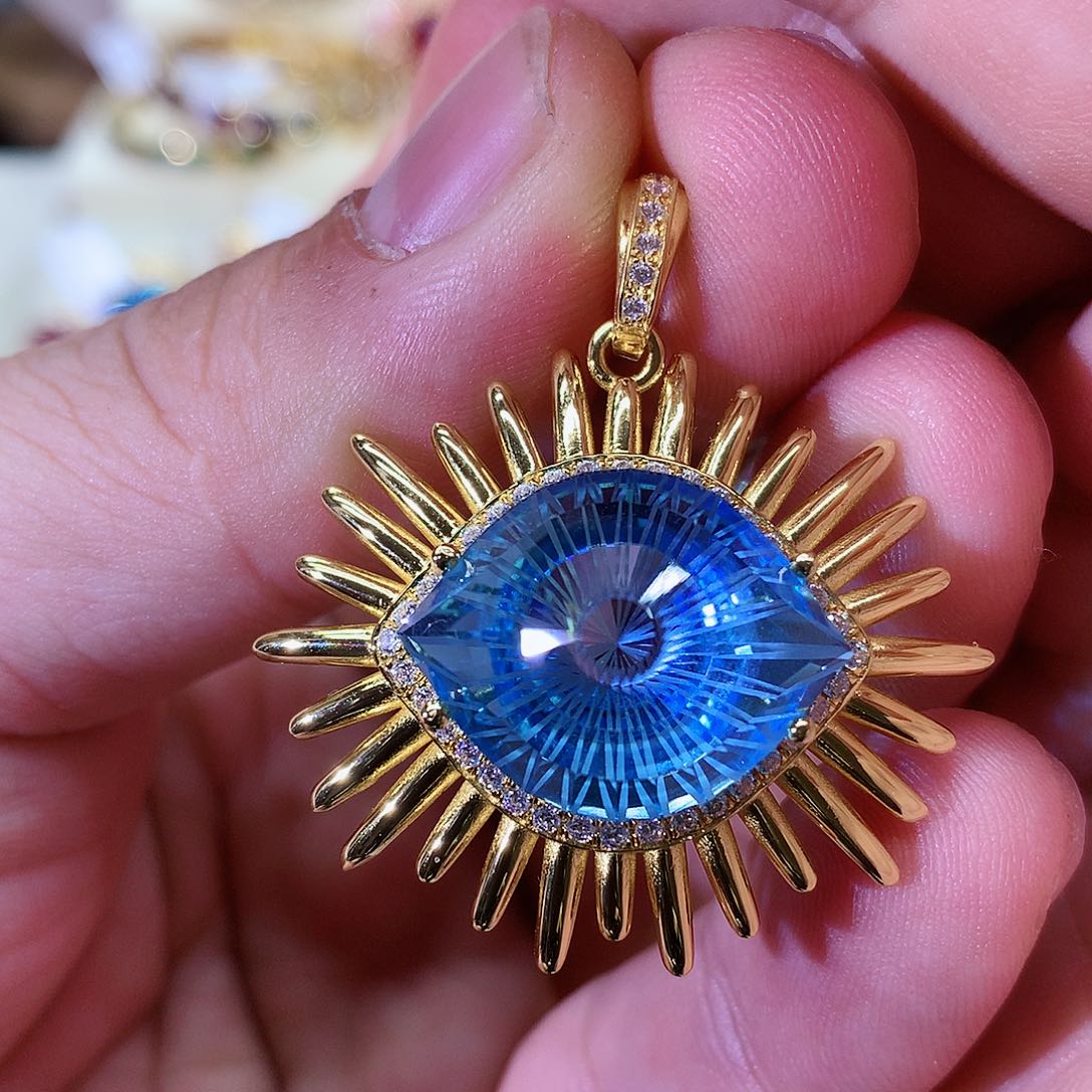 托帕石颈饰银S925镶嵌