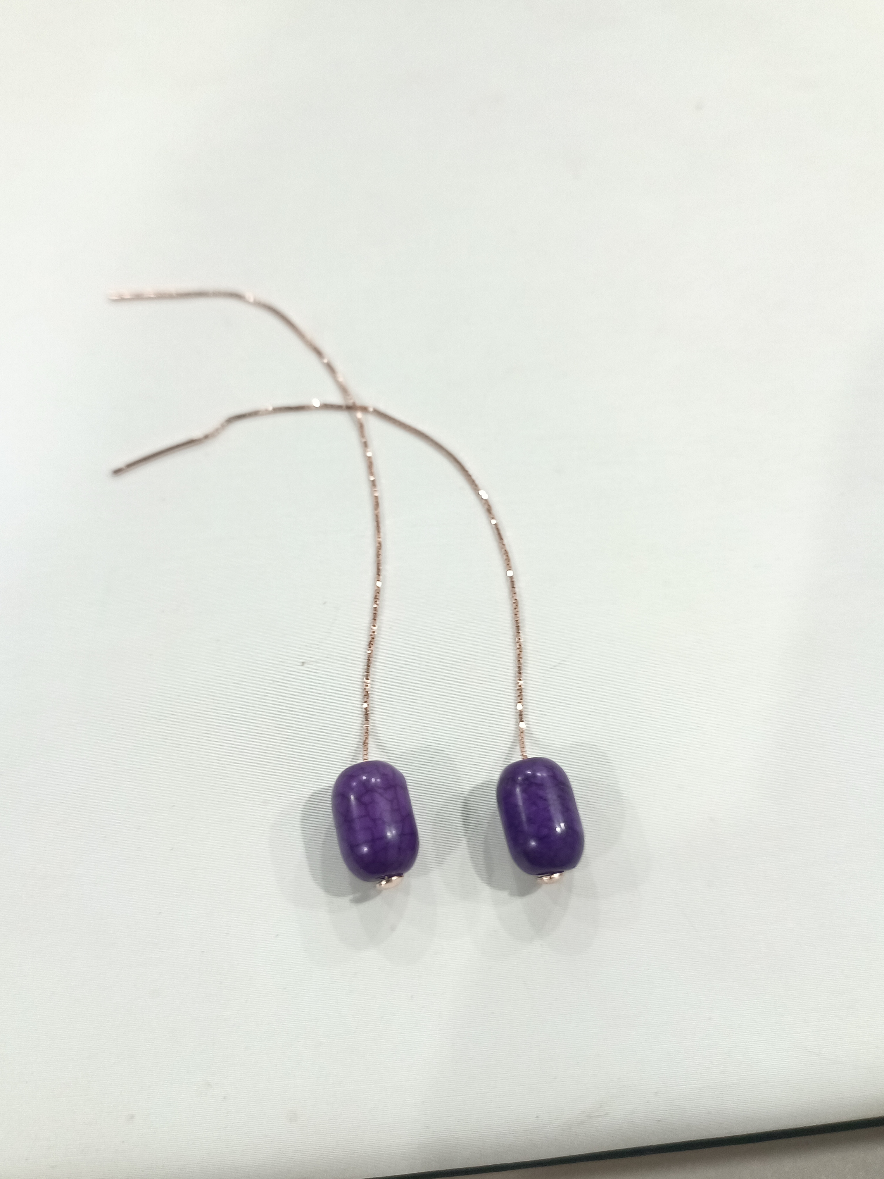 皇家紫紫舒桶珠耳线