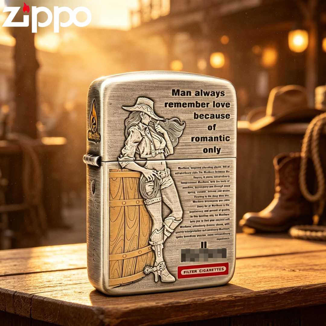 ZIPPO/之宝打火机正品 1941千语熏银万宝路牛仔女郎防风送礼收藏
