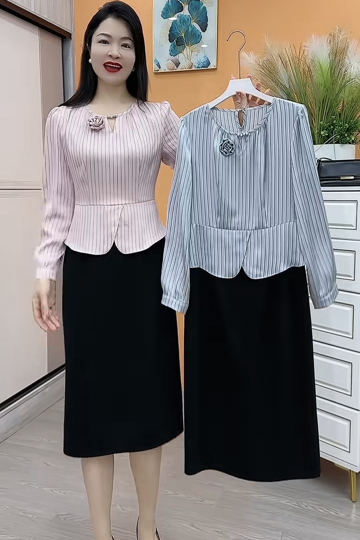 【A1174】女士新款时尚高端洋气气质显瘦减龄长袖修身春秋连衣裙