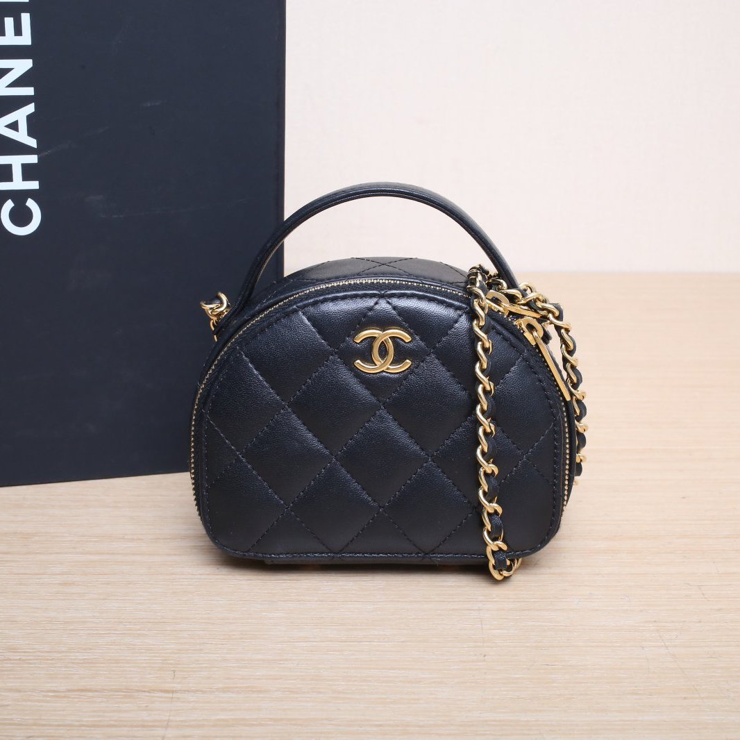 95新 Chanel/香奈儿 【双双】镭射标 金扣 23C 半月 保龄球 mini