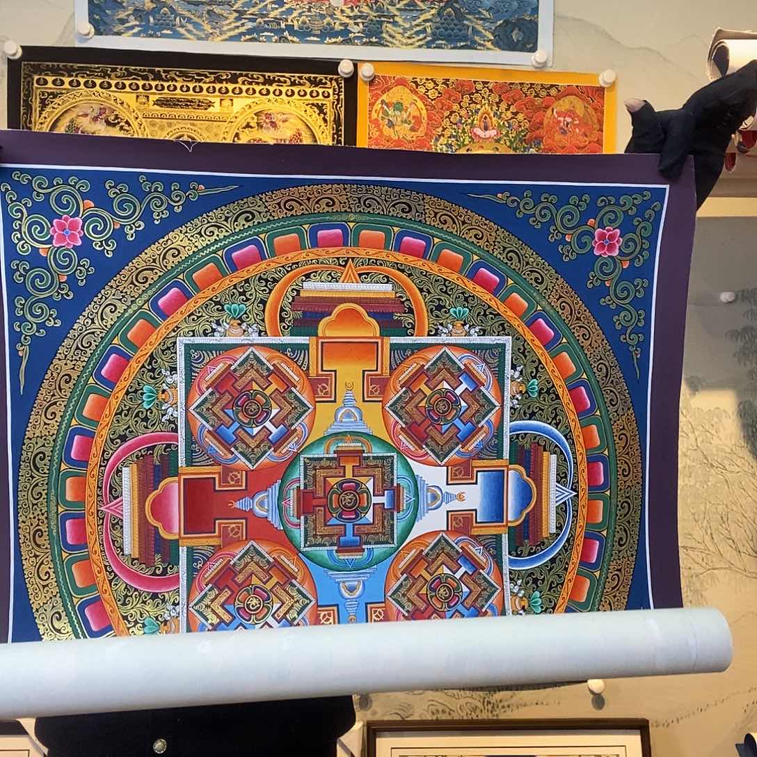 卷轴画纯手绘坛城唐卡50厘米左右