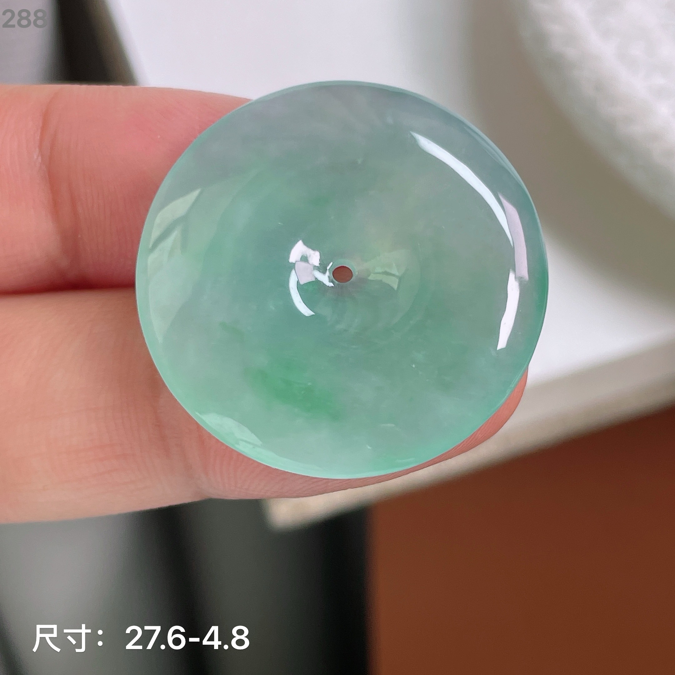 冰种湖水绿缅甸翡翠平安扣吊坠项链挂件