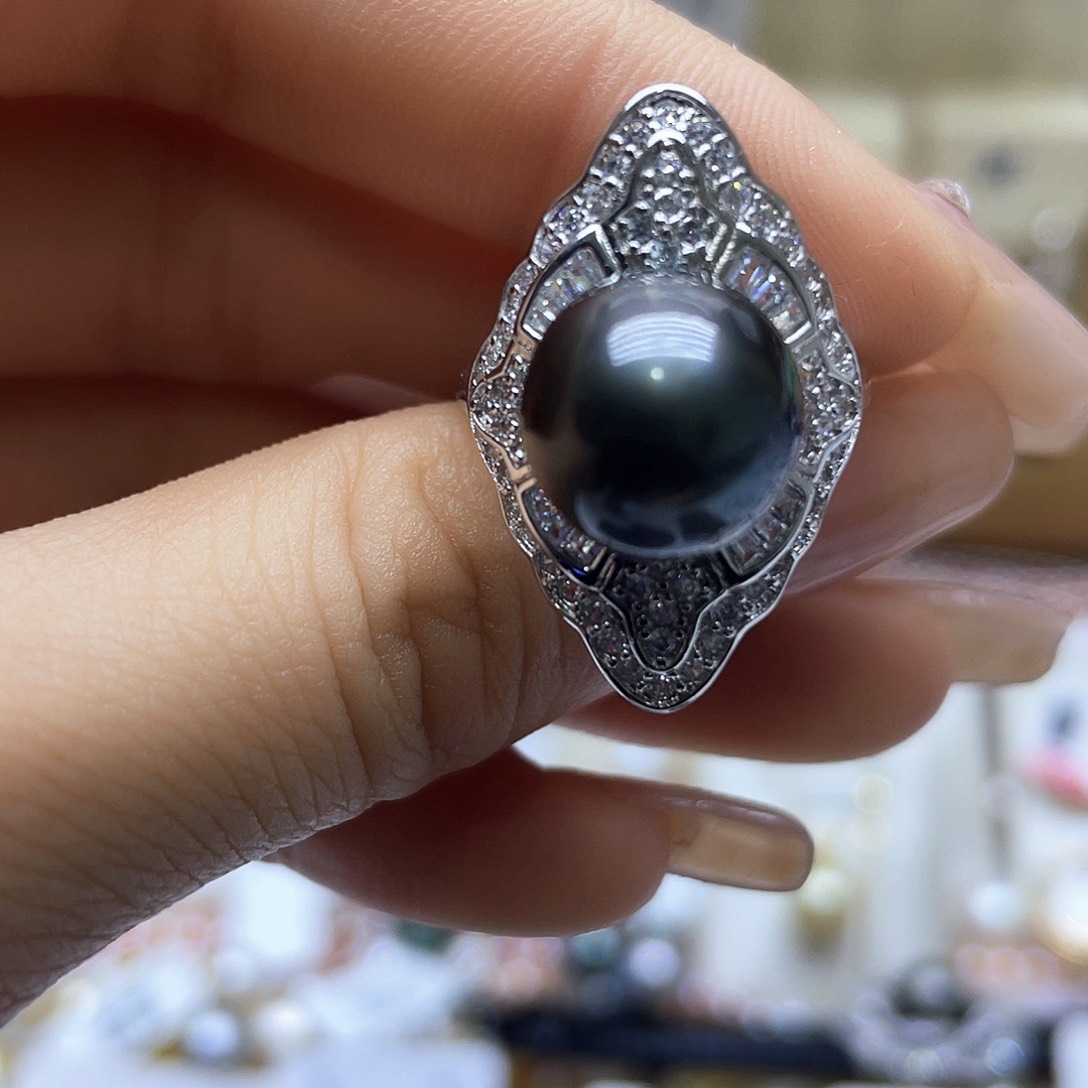 海水珍珠戒指银S925镶嵌