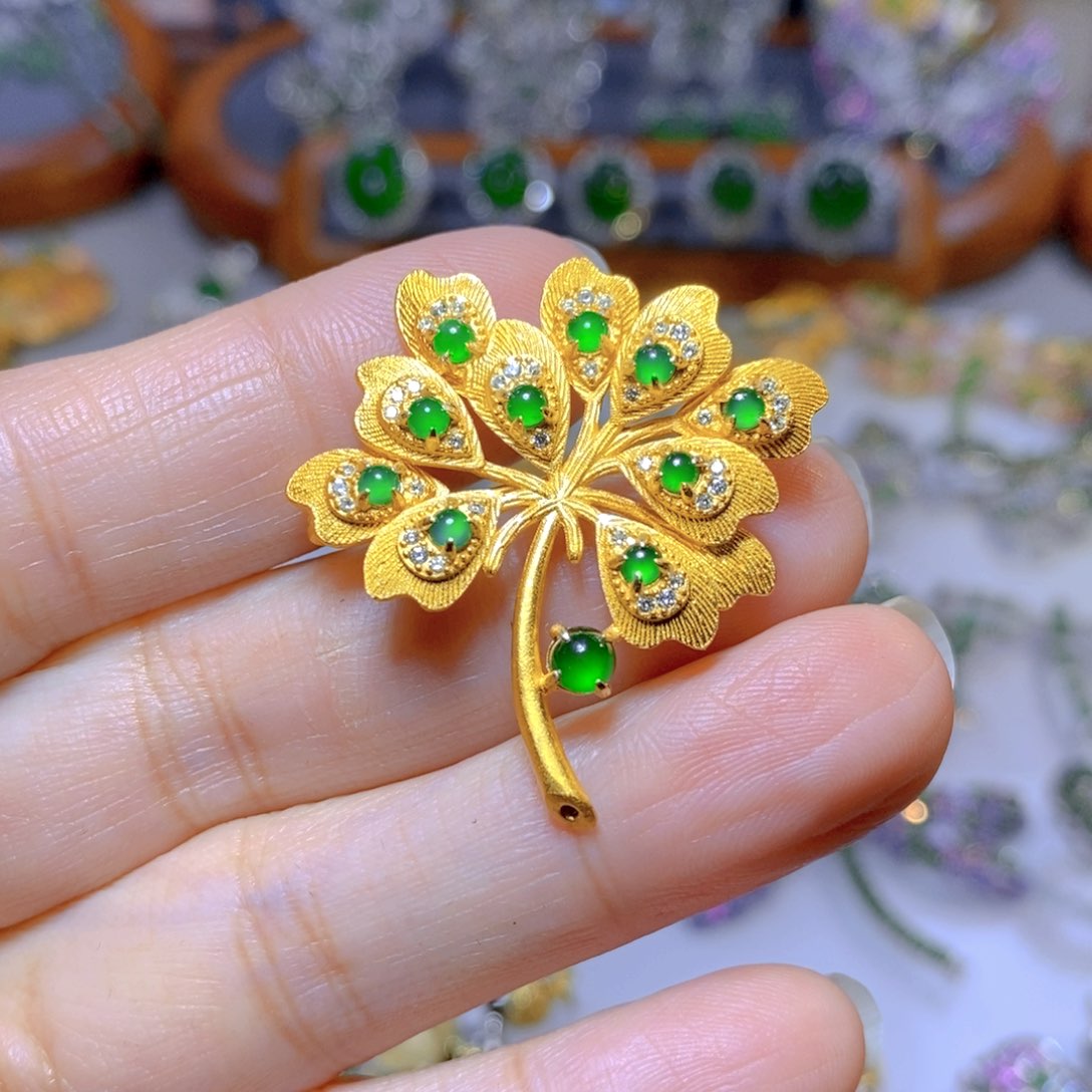 翡翠颈饰合金天然翡翠