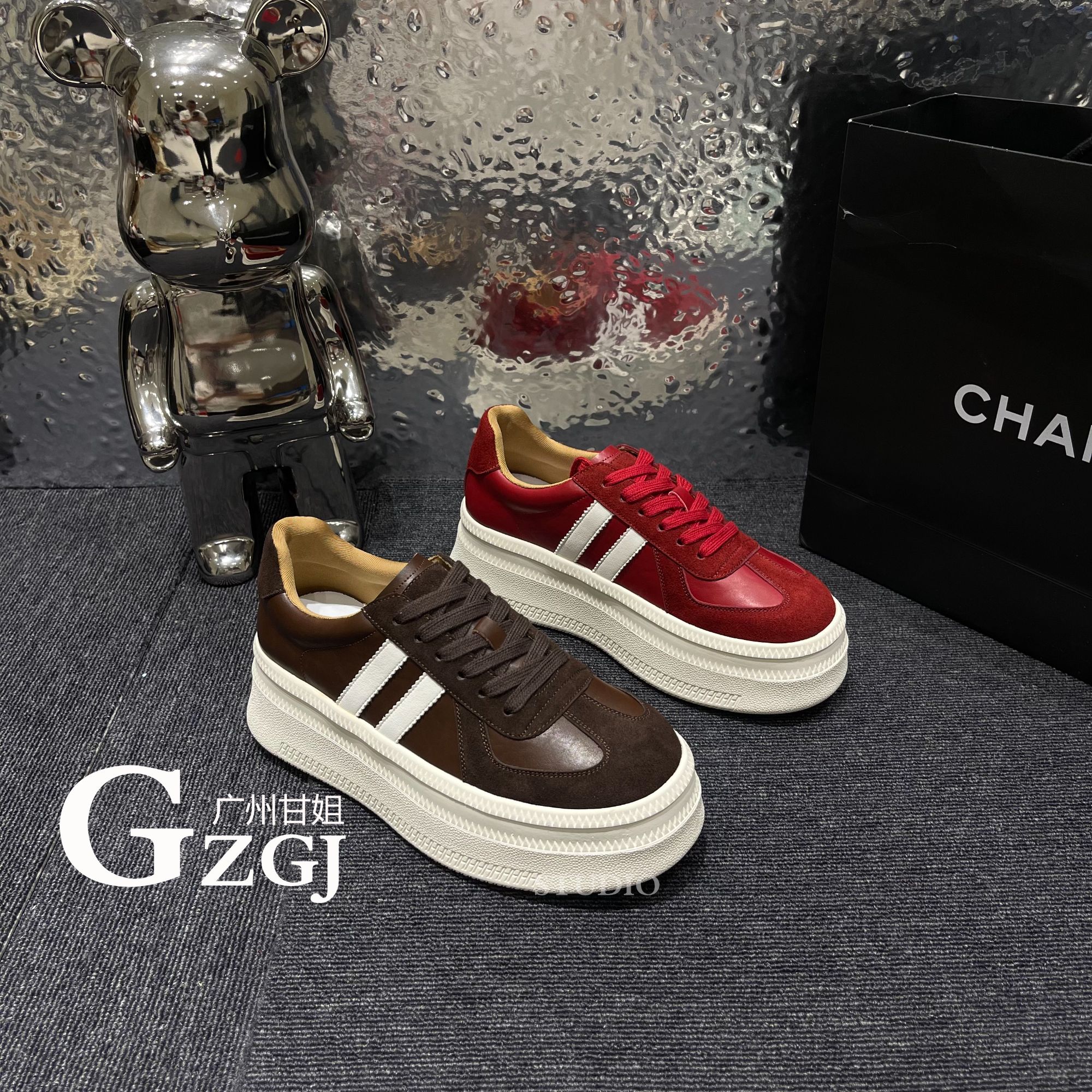 【两杠加绒】730 加绒两杠德训简约潮流百搭休闲板鞋