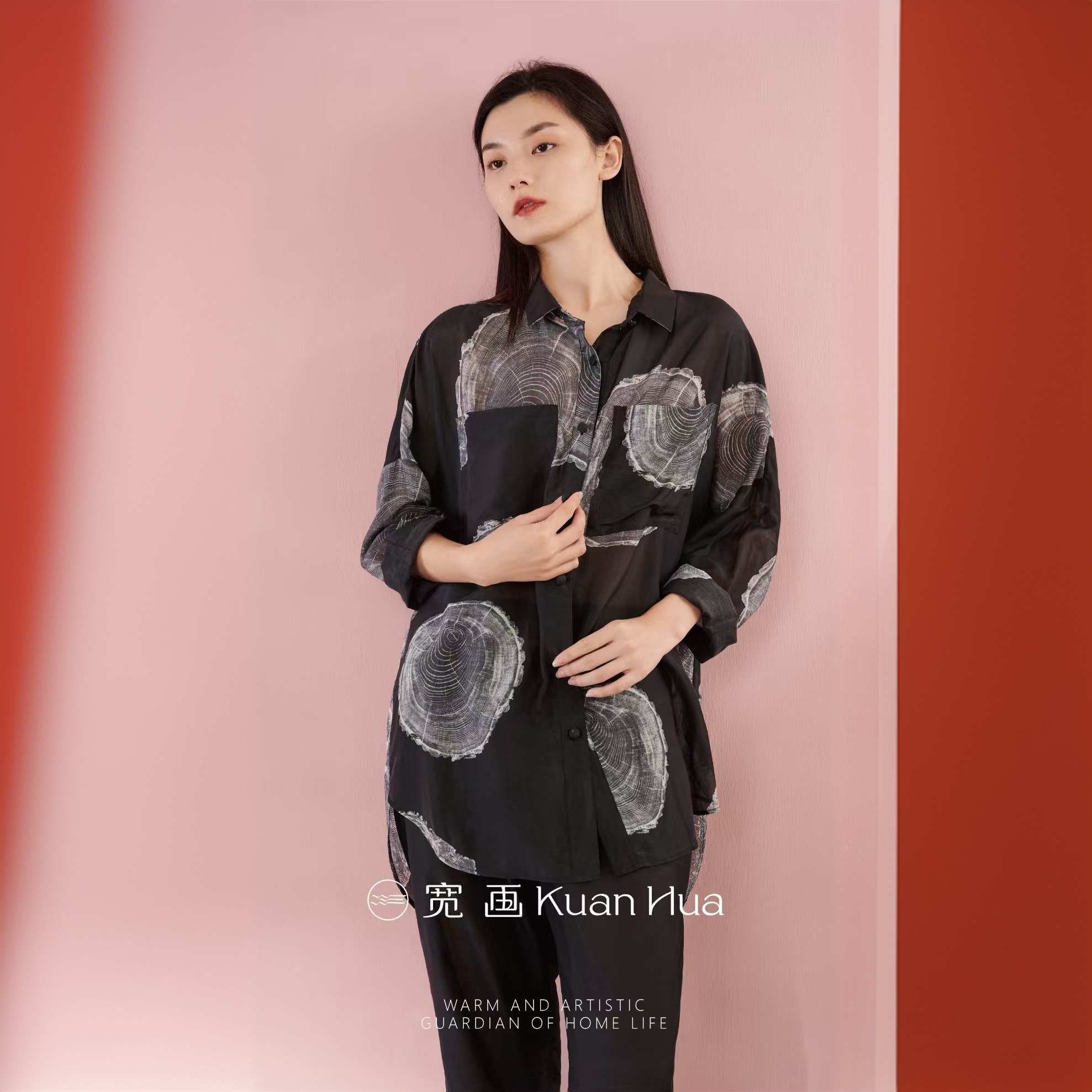 福利款宽画古尚结缘蚕丝女士家居服90058