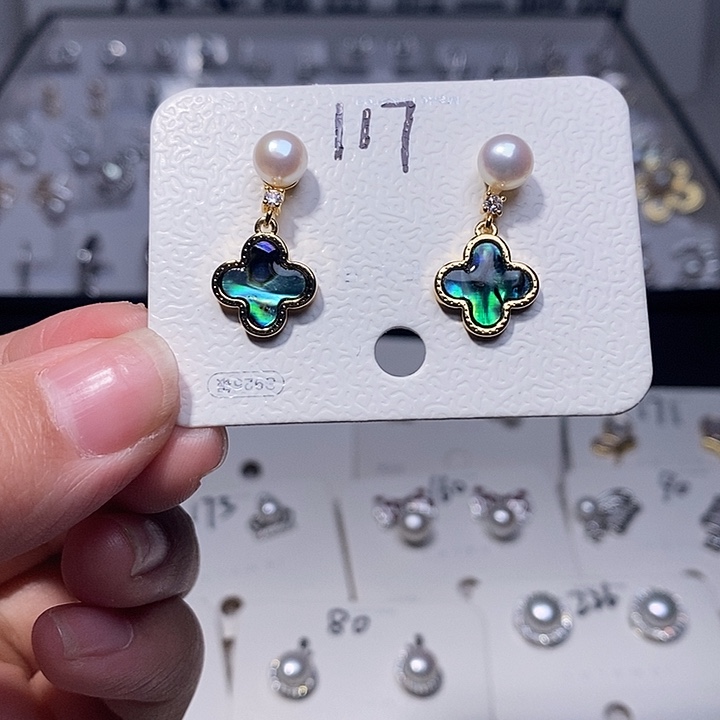 耳饰淡水珍珠银S925镶嵌