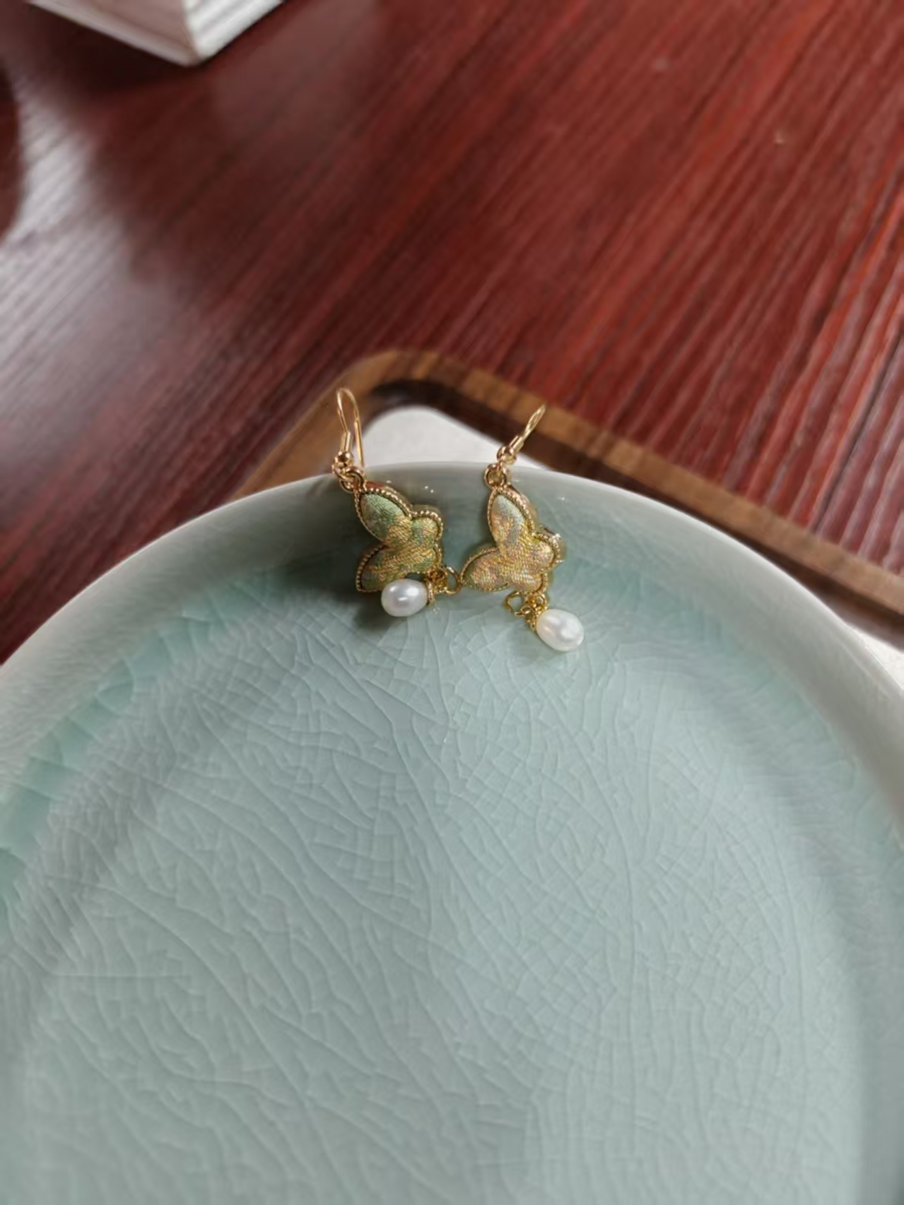 非遗宋锦桂花蝴蝶耳环