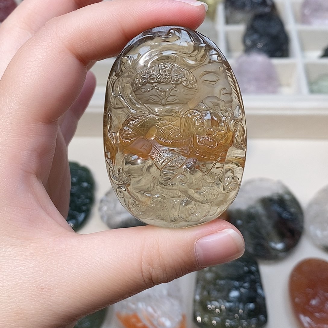 水晶未镶嵌颈饰黄水红胶花