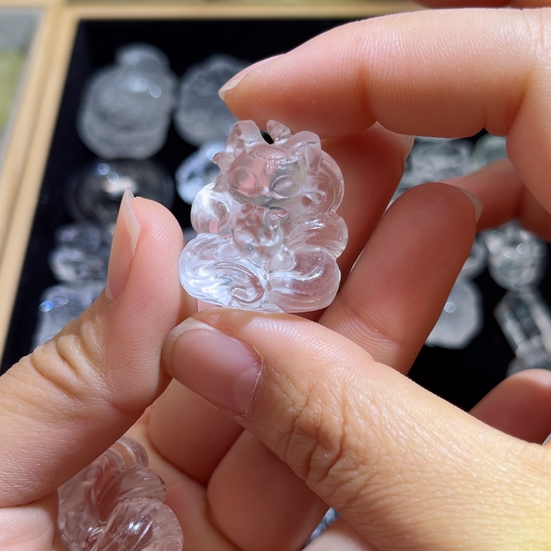 水晶颈饰银S925镶嵌白水立体九尾5