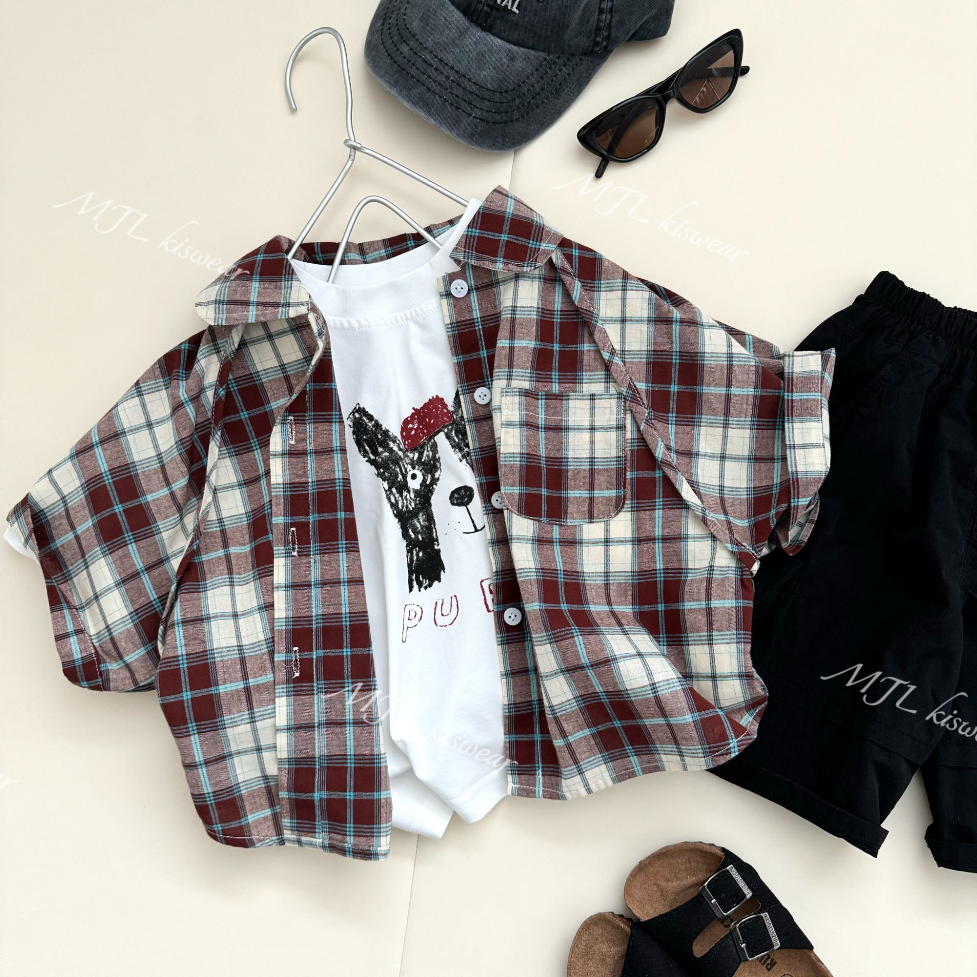 MJL丨2025夏款丨短袖衬衫 儿童套装丨25M83