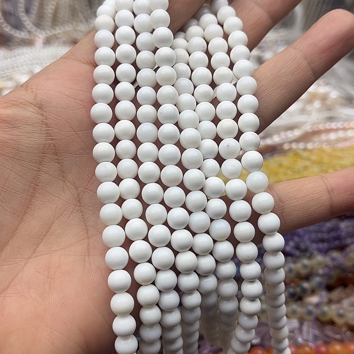 玛瑙/玉髓未镶嵌珠宝半成品yt6mm左右白贝壳