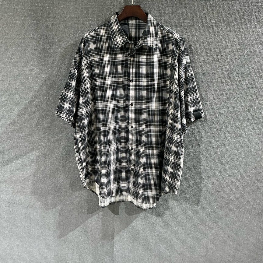 未使用 maje N.hoolywood（pm）黑白格纹短袖衬衫 36码/9692
