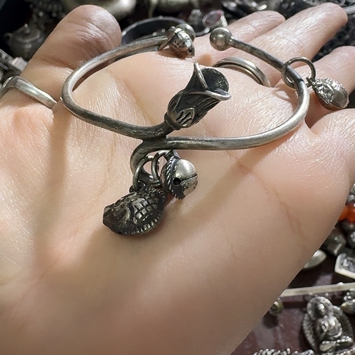 碧***灵足银玻璃足银手镯一个