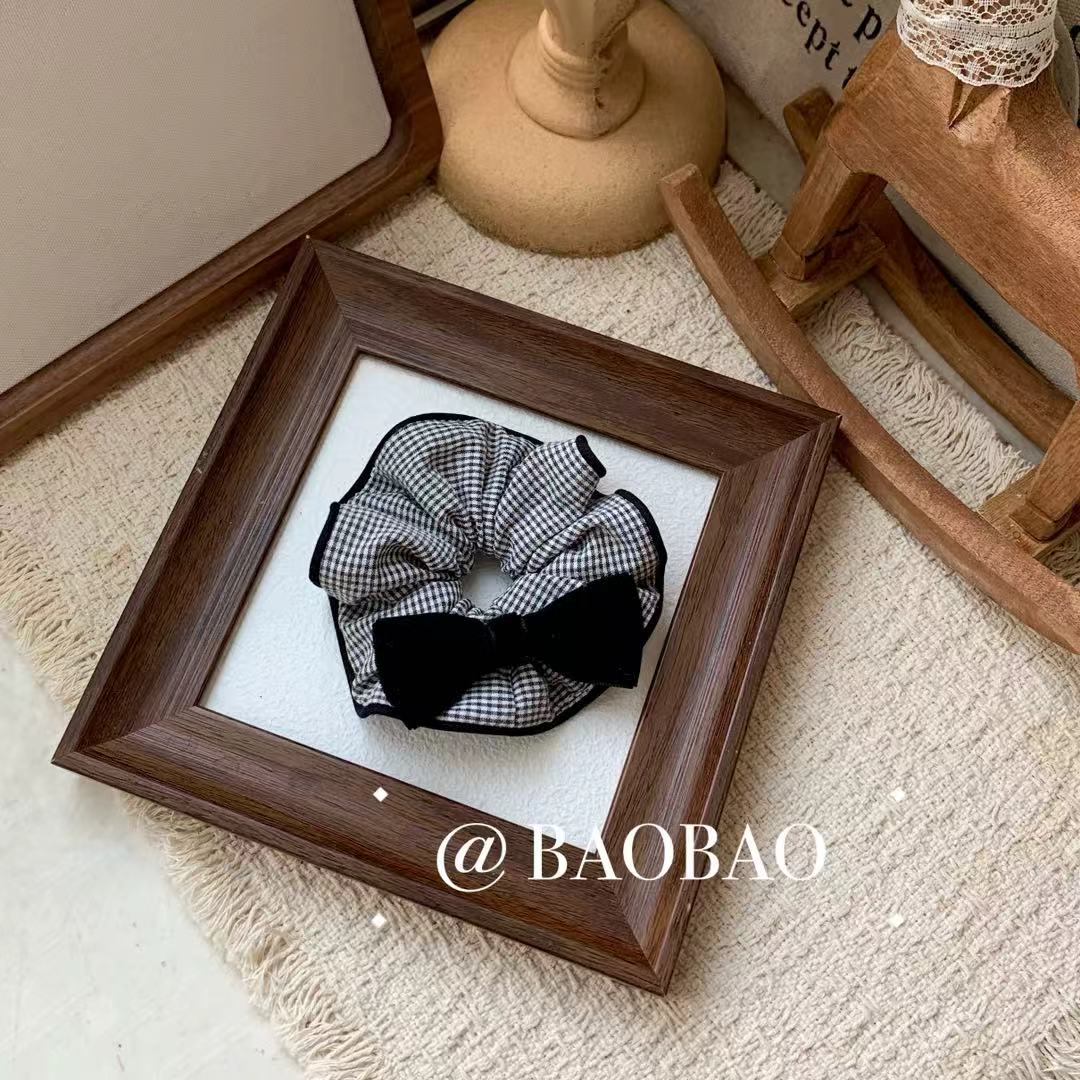 韩系格子蝴蝶结发圈儿童大肠圈甜美少女扎丸子头发绳可爱发饰头花