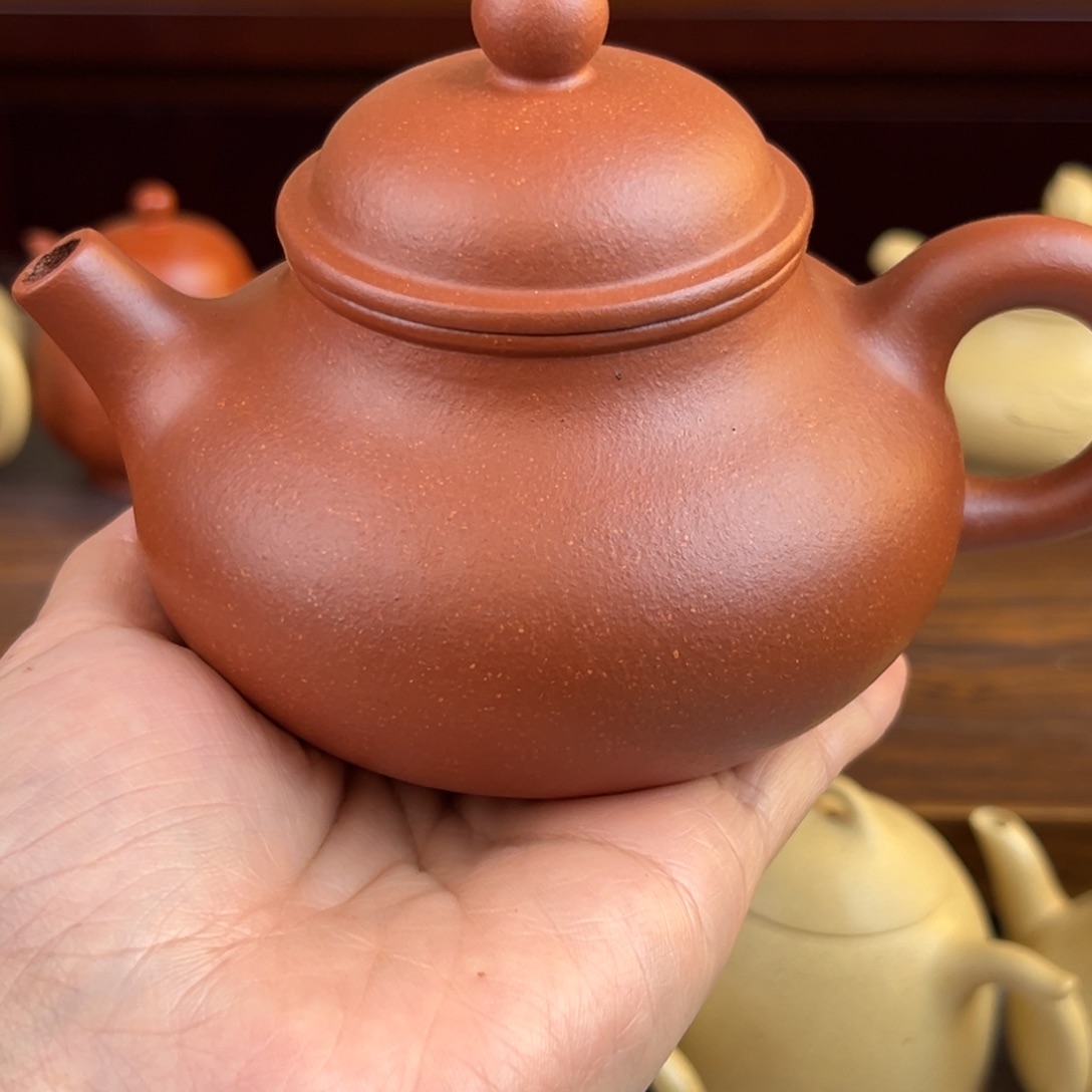 老***.茶壶紫砂红降坡容天全手300cc