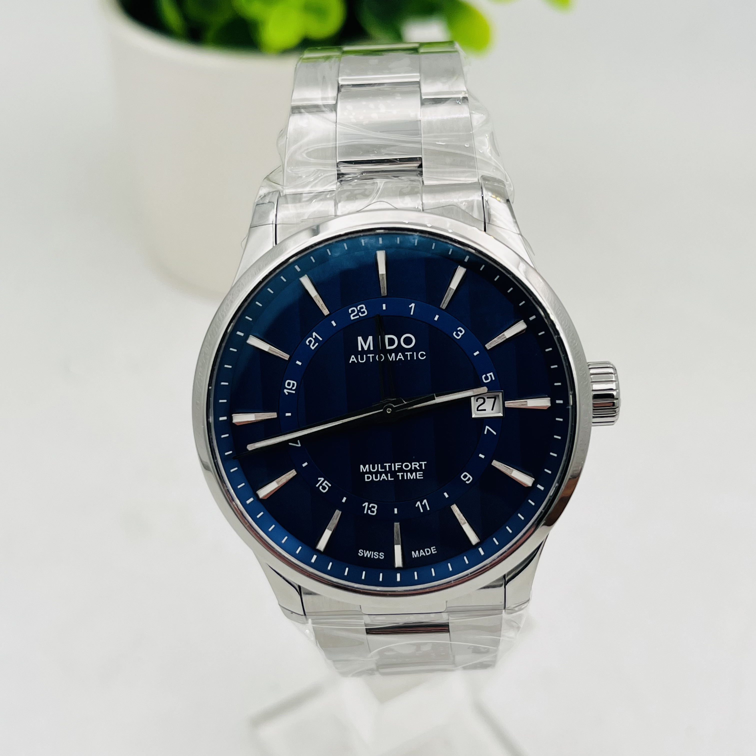 99新 Mido/美度 臻时/蓝盘双时区舵手瑞士机械男士腕表/尺寸42