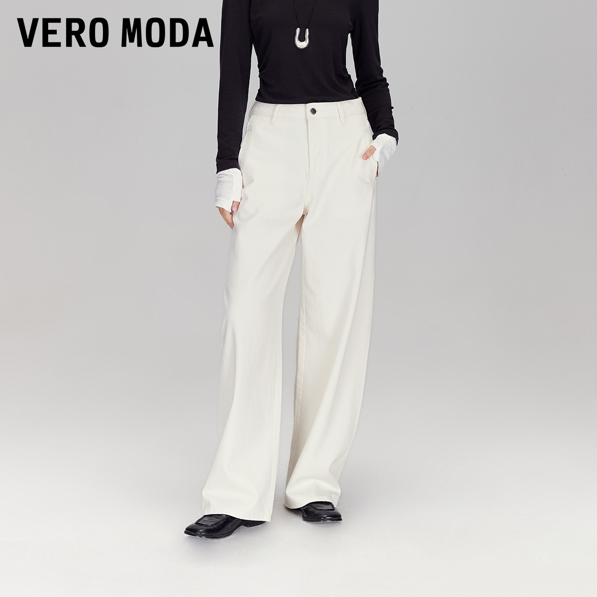 Vero Moda牛仔裤2025秋季新款含棉宽松纯色显瘦香蕉裤老钱风小众