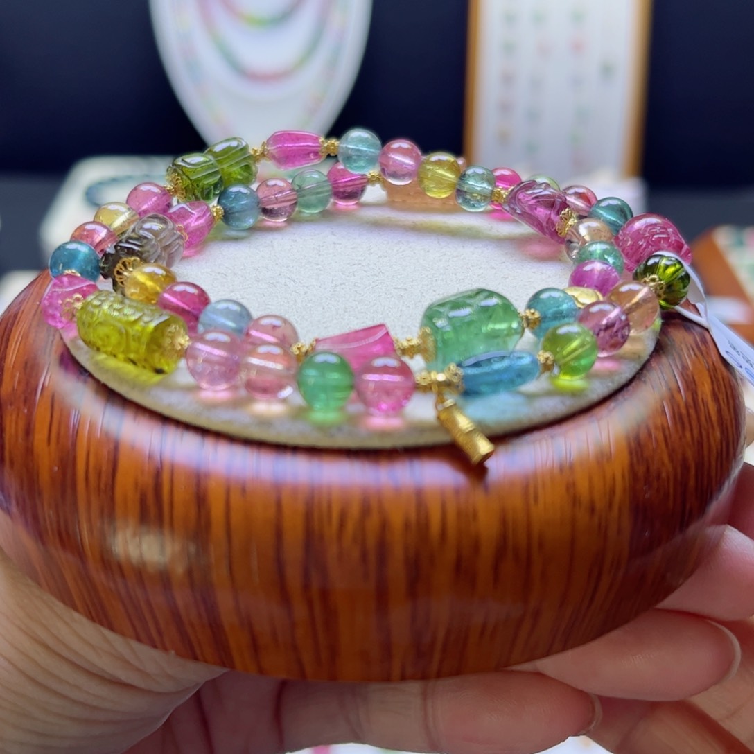 碧玺手链未镶嵌原创多宝