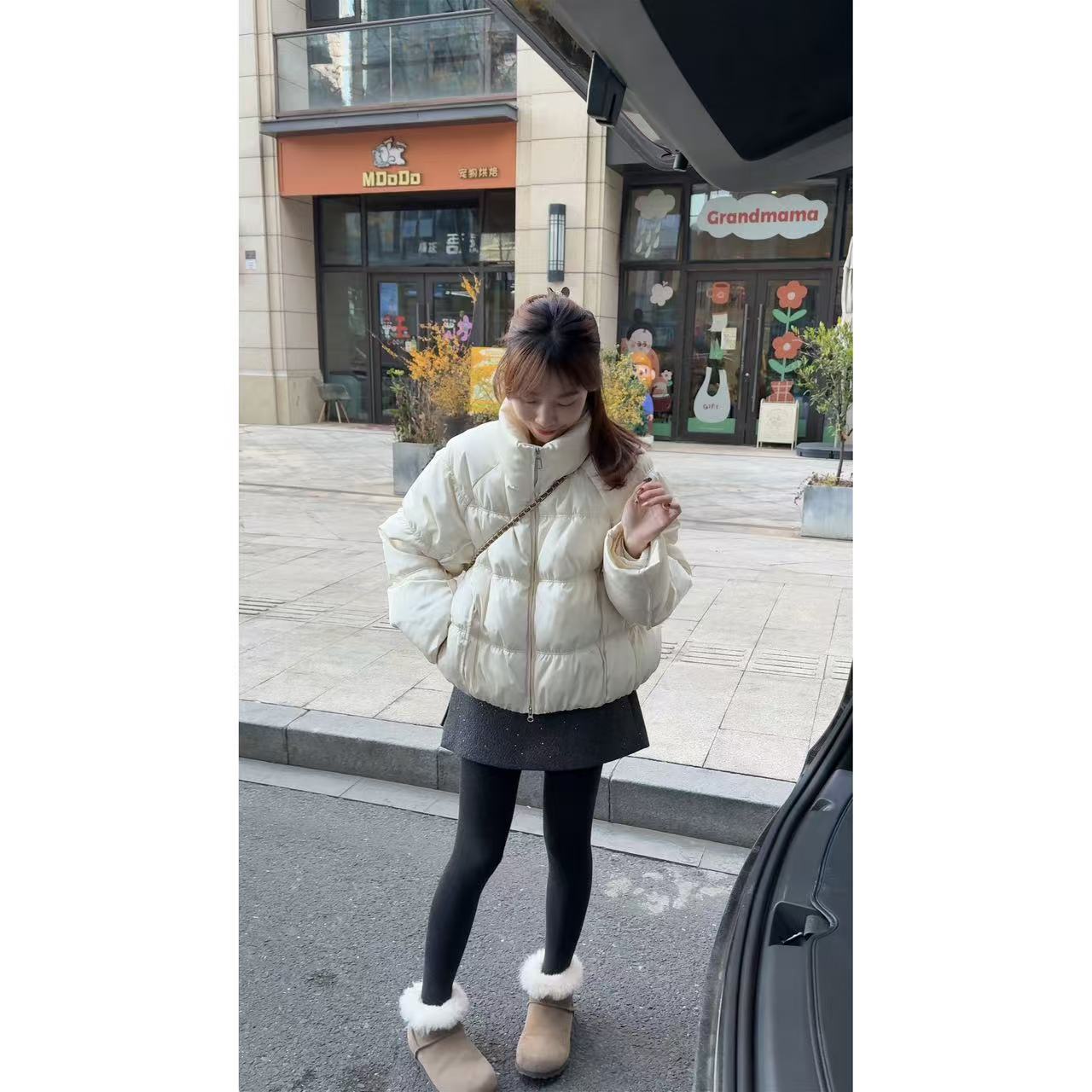 QiongQiong推荐款！设计感立领压皱保暖短款羽绒外套