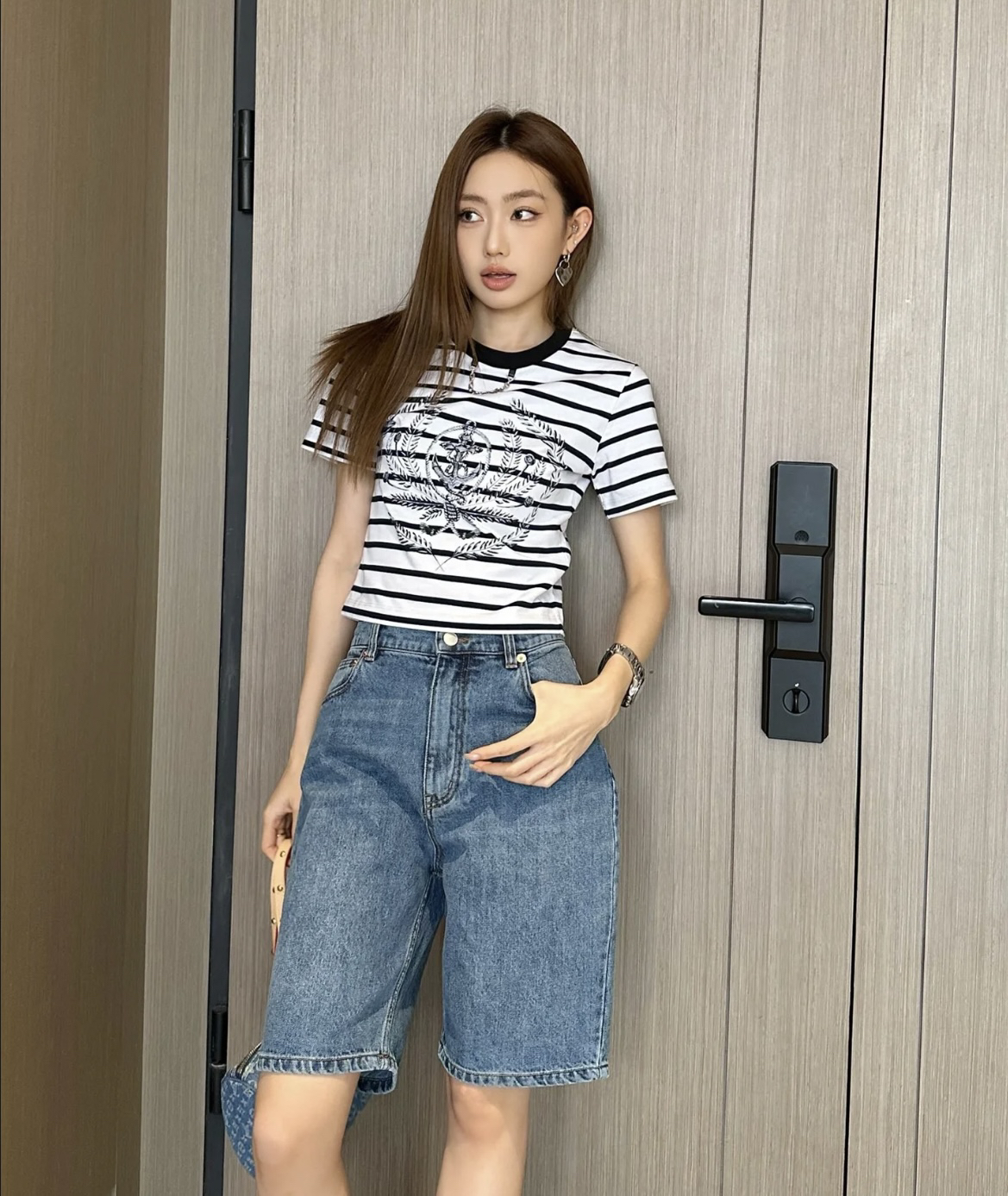 99新 LouisVuitton/路易威登 条纹船锚短袖 L码 带吊 GM003430