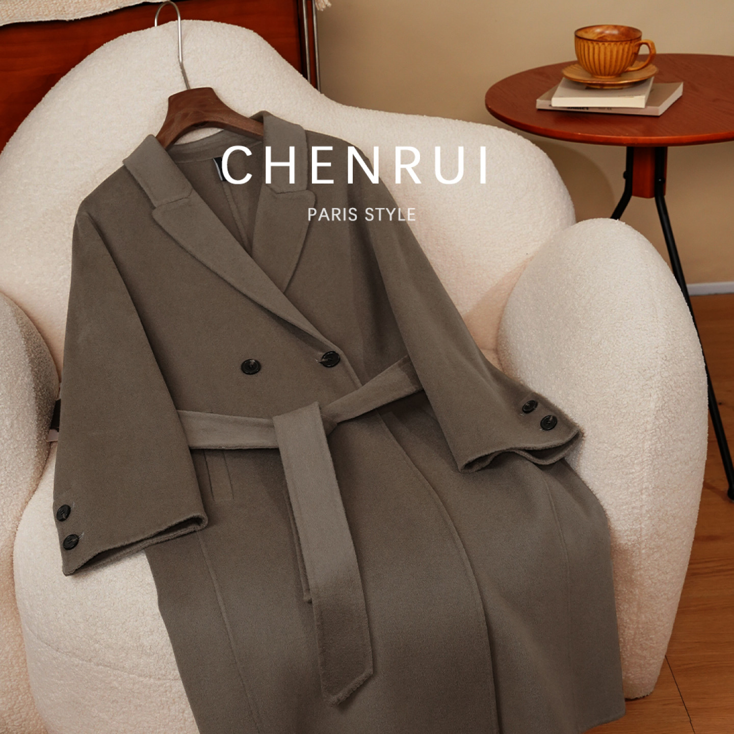 2025新款时尚轻奢弗兰克双面呢羊毛大衣8613