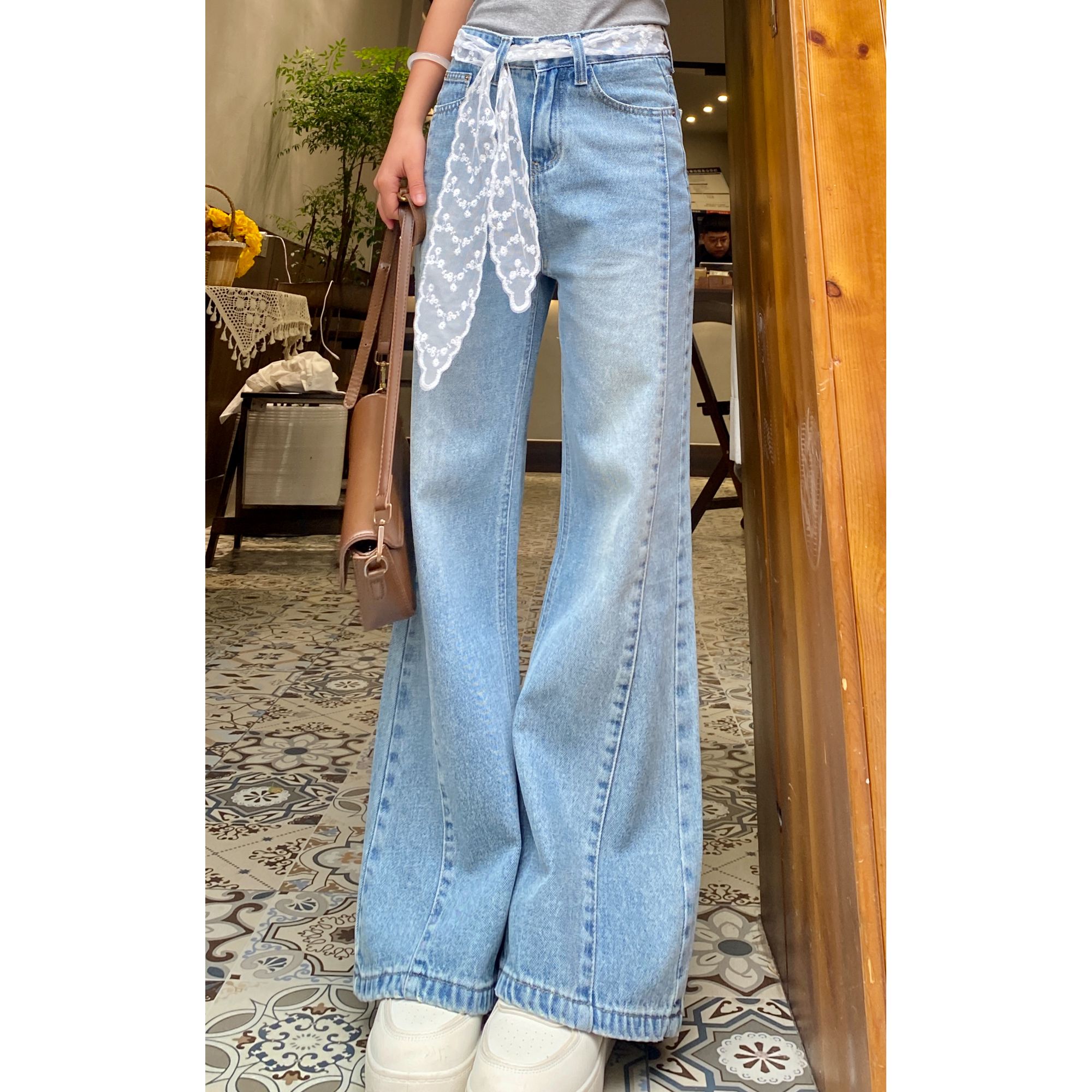 【裤裤的裤】2025夏季新款带阔腿直筒牛仔裤女宽松百搭拖地长裤