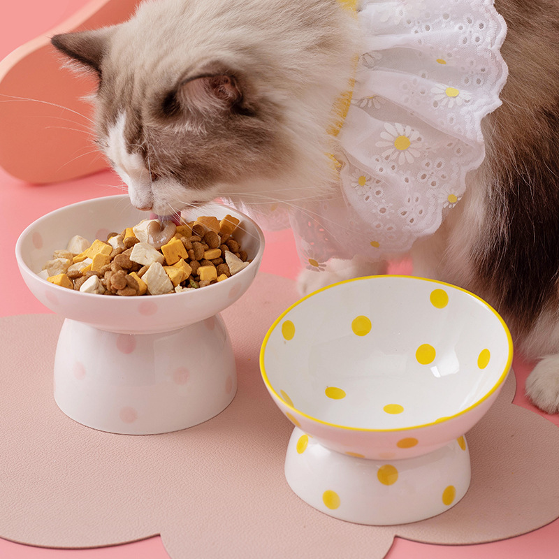 大号赫本风陶瓷高脚碗猫猫碗狗狗碗猫粮碗猫咪碗猫粮盆猫食碗