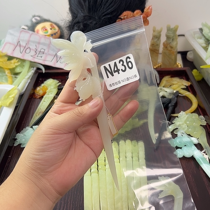 合金蛇纹石玉发饰钦**园