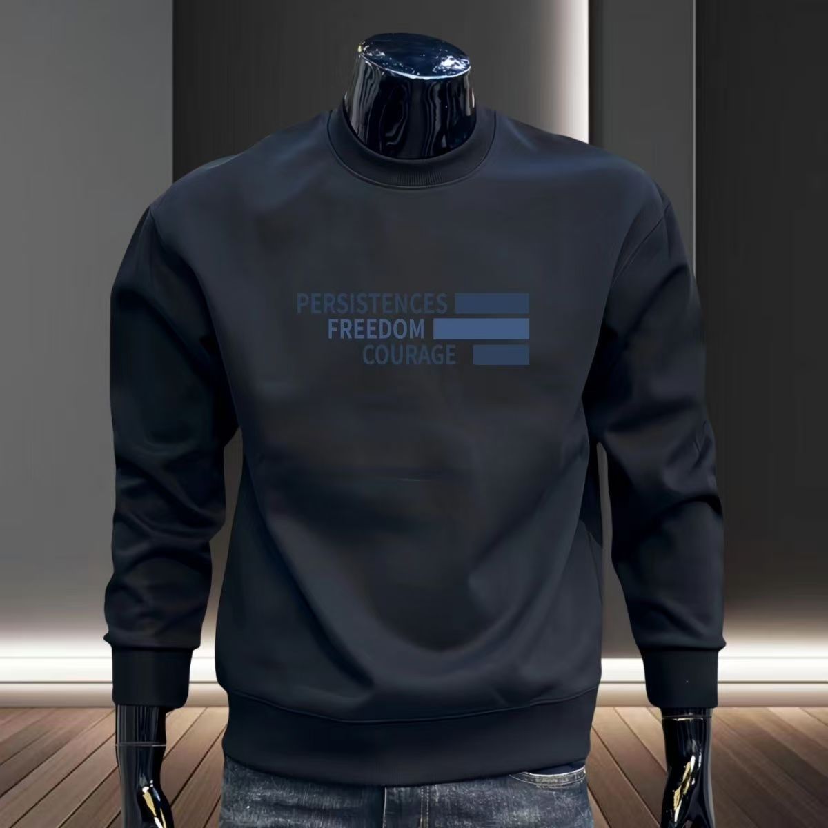 雅鹿男装长袖圆领秋冬男男士加绒保暖卫衣时尚上衣保暖加绒宽松