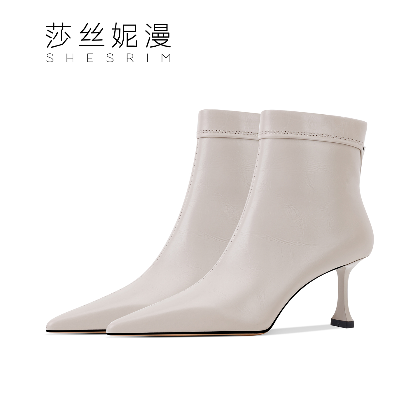 195-「6.5CM」内里加绒时装女士中筒短靴尖头短靴侧拉链款冬季短靴