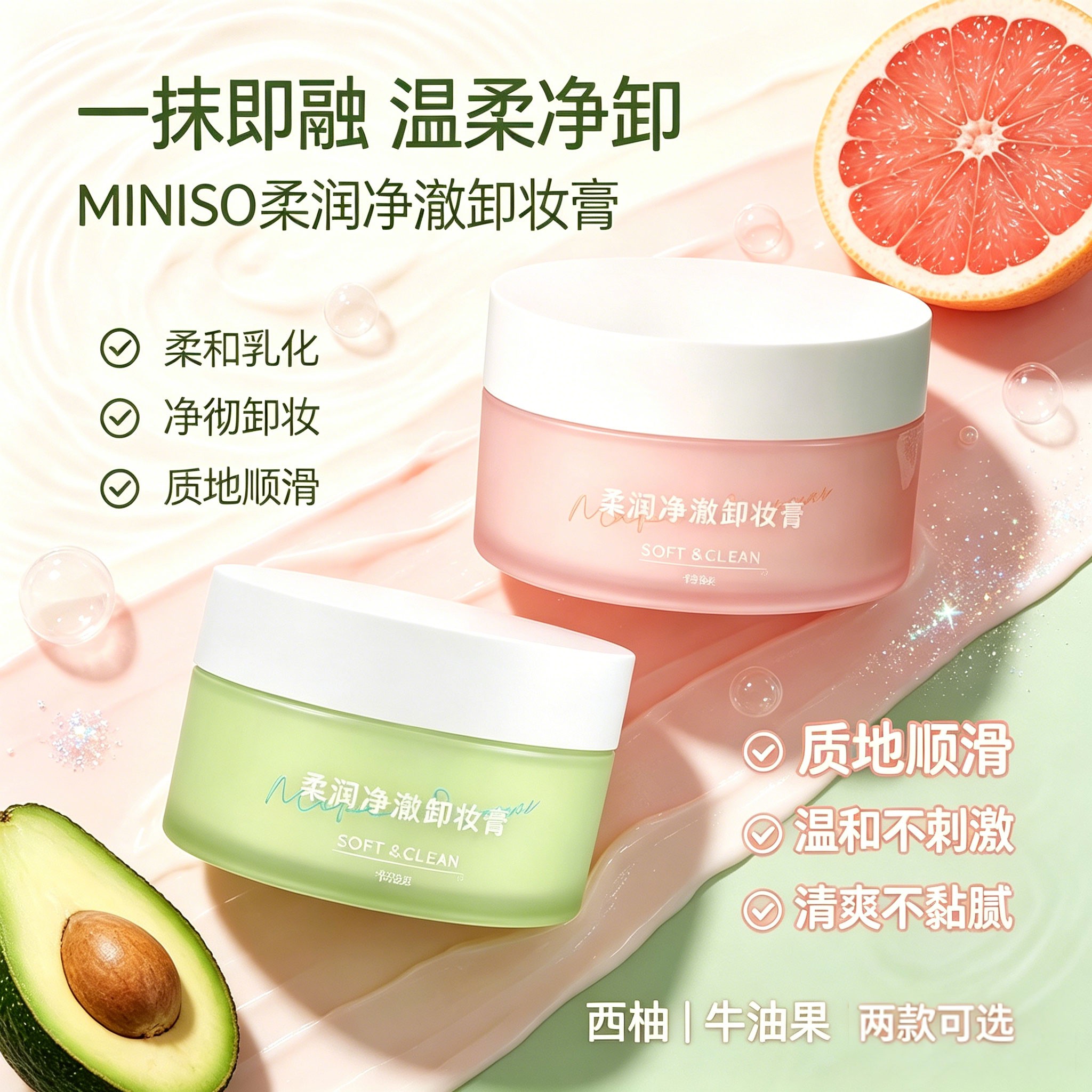 MINISO/名创优品净透卸妆膏（牛油果色）温和清洁旗舰店官方正品