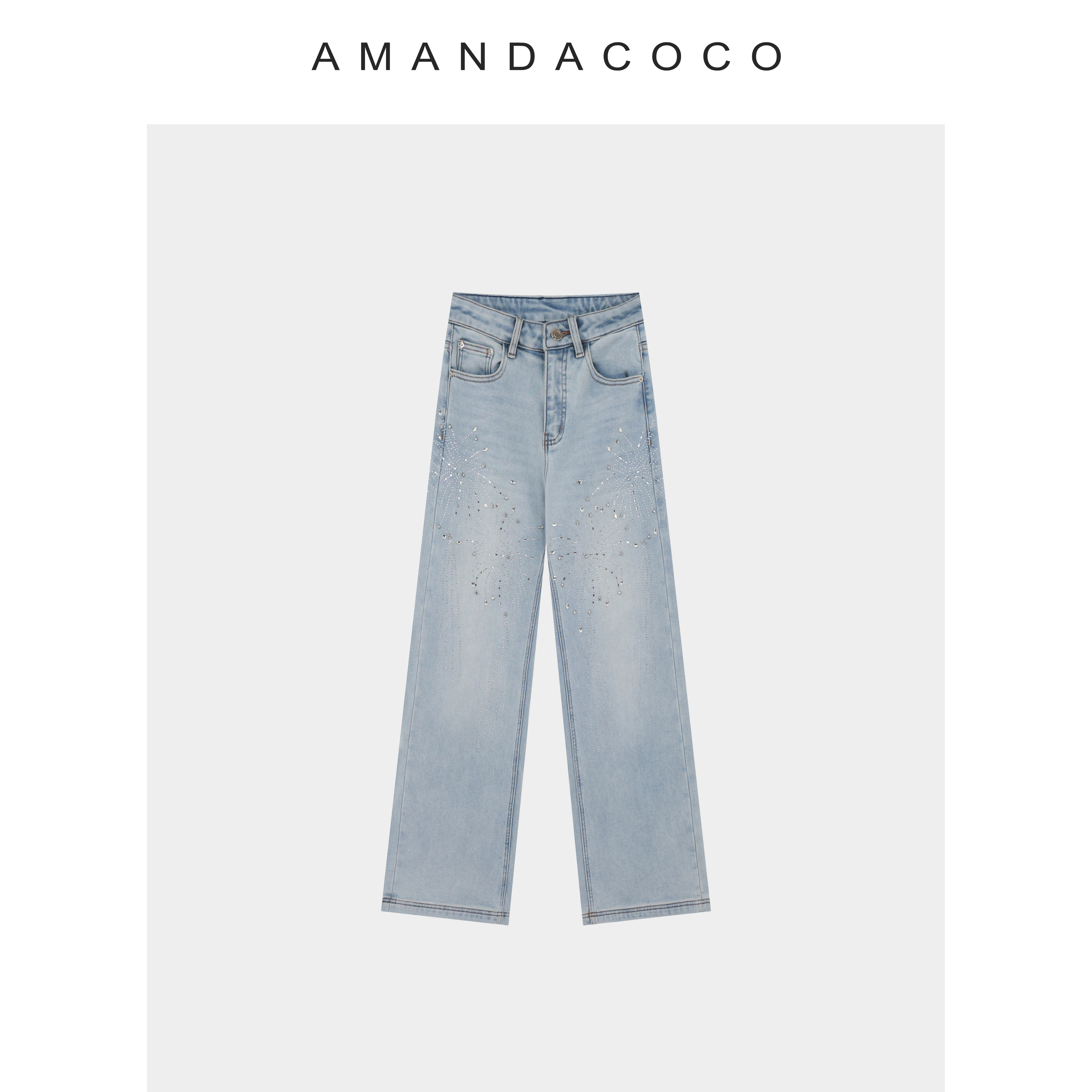 静静 | 旷野漫步～25秋冬轻奢重工烫钻加绒显瘦直筒牛仔阔腿裤