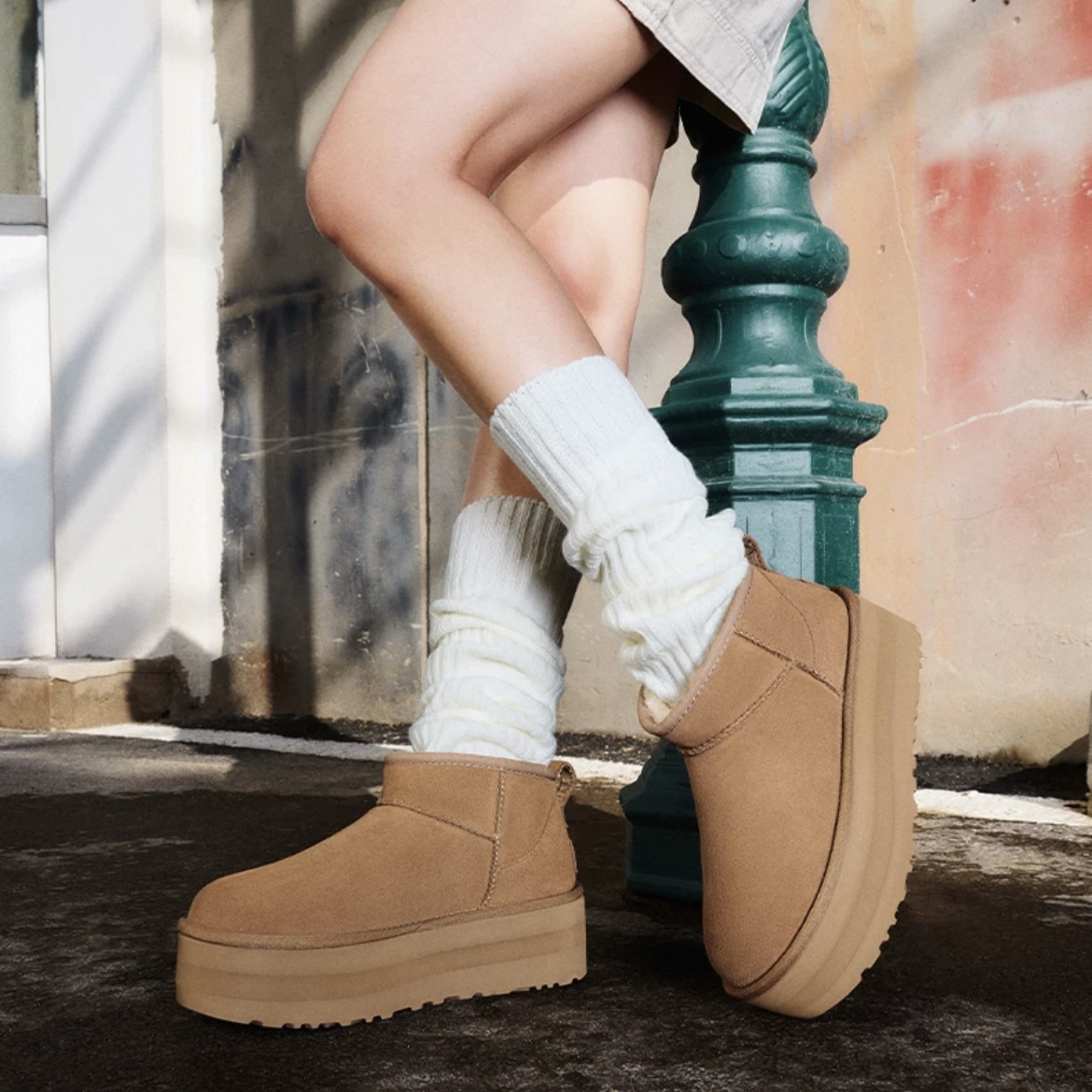 CUVKM秋冬加绒皮毛一体雪地靴迷你厚底保暖休闲短筒雪地靴