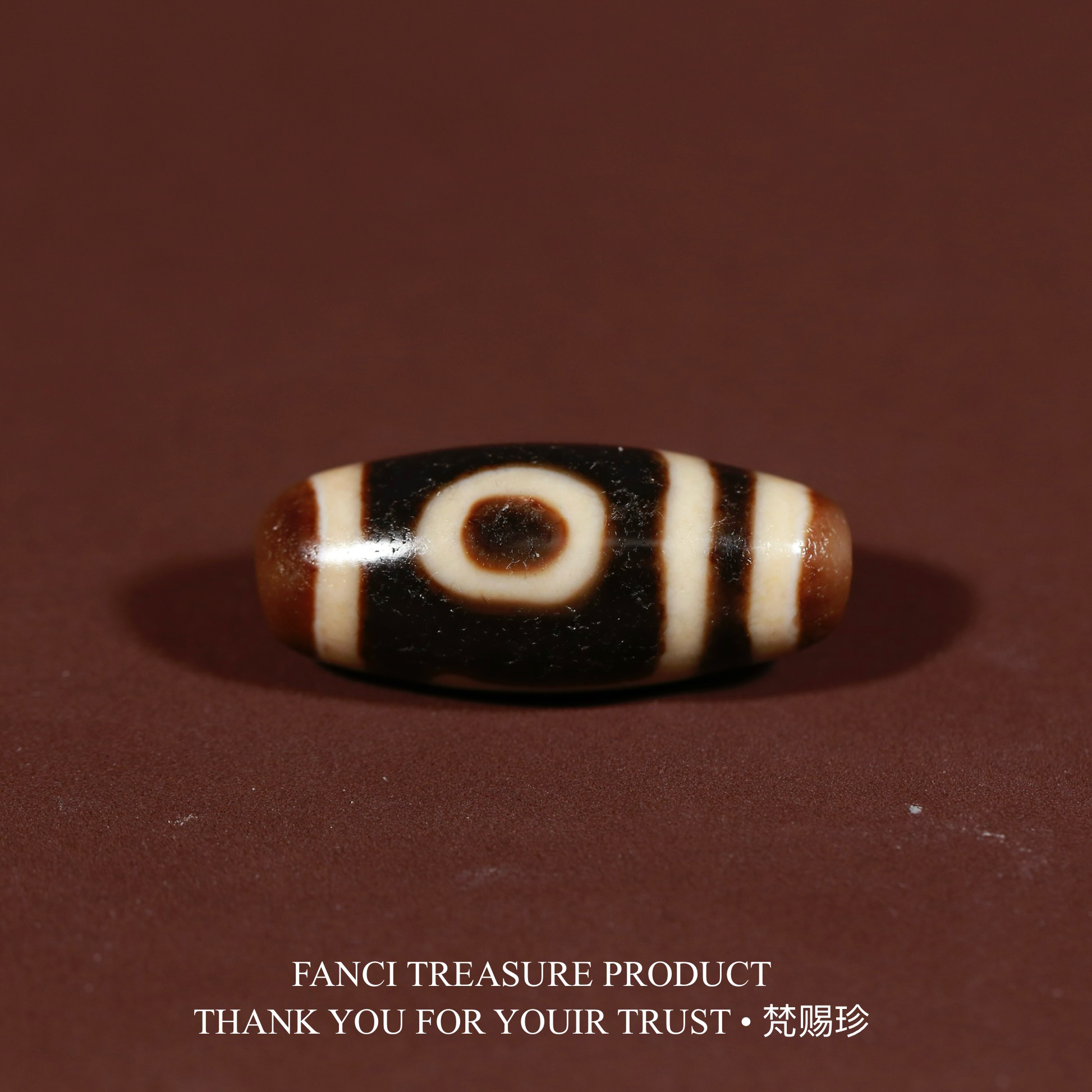 梵赐珍宝·【上肯老超顶料】一代老台湾折线二眼34.2x12.3mm天珠