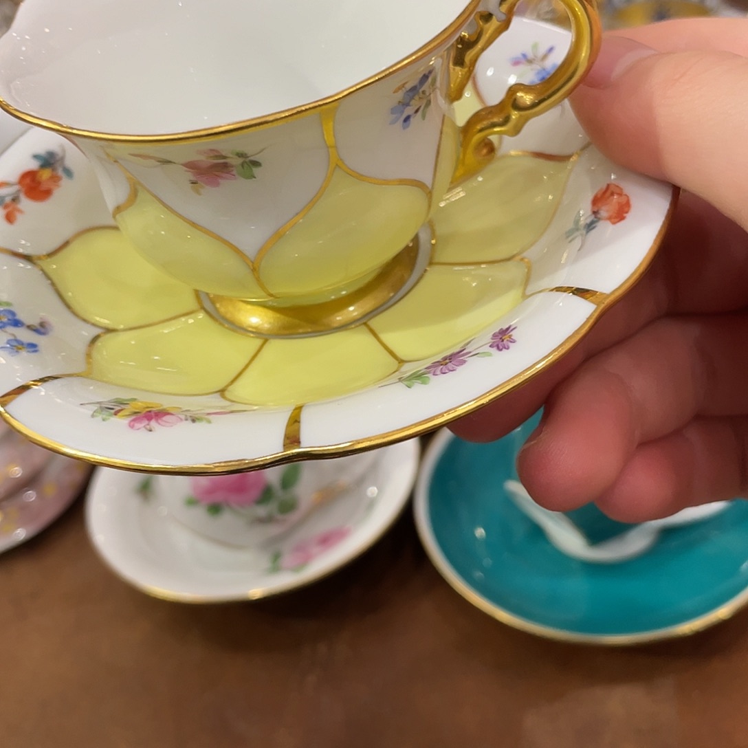 瓷片中古一等黄色釉摩卡