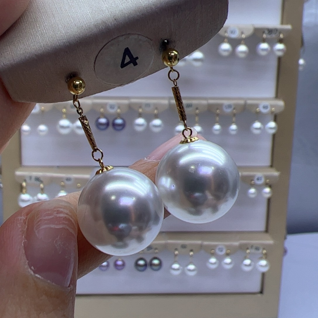 淡水珍珠耳饰18K金镶嵌