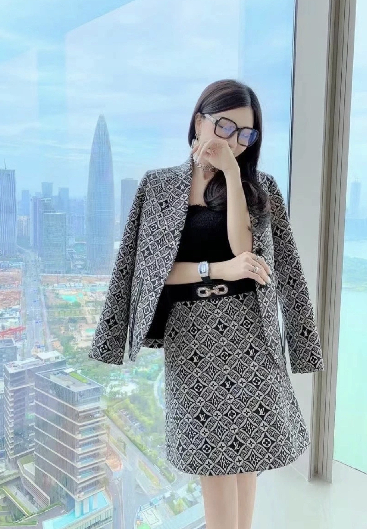 未使用 LouisVuitton/路易威登 AA2987棉 满印西装外套 34码 