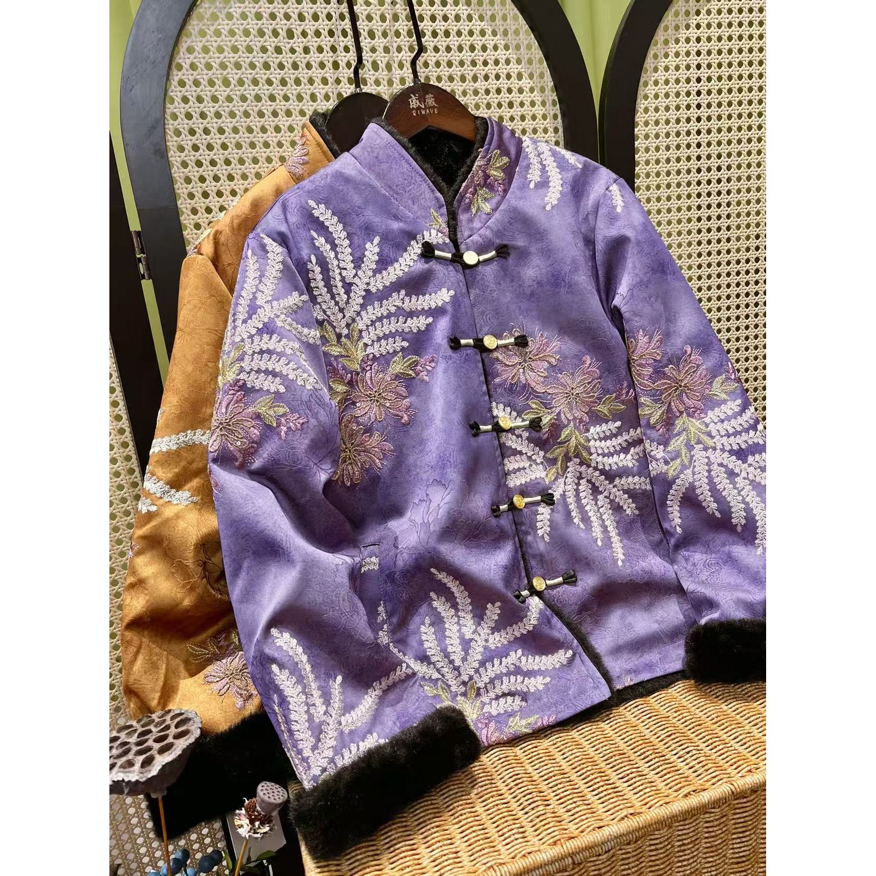 戚薇原创【国色】长58左右新款新中式双面双穿国风厚款冬季棉服