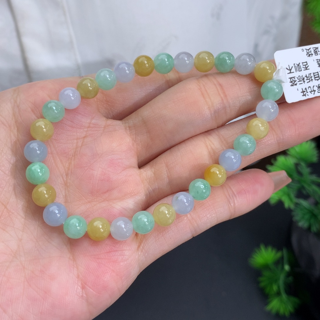 翡翠手链未镶嵌卡6胶润多宝手串